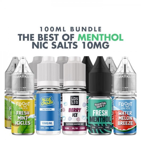 Best Menthol E-Liquids 10 x 10ml Nic Salt Bundle -...