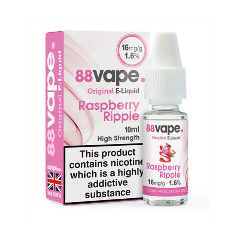 88Vape Raspberry Ripple 10ml E-Liquid | £1 Vape J...