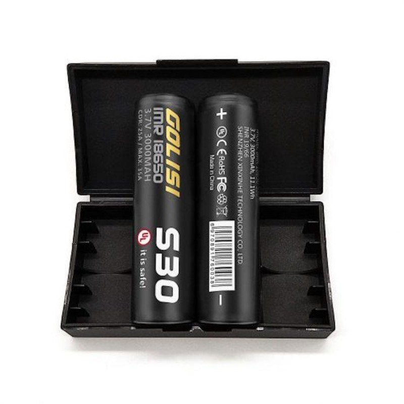 Golisi S30 18650 Batteries | 2 Pack + Case